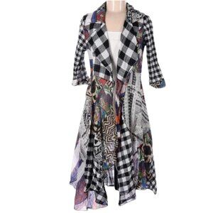 Feratelli Black and White Checkered Kimono